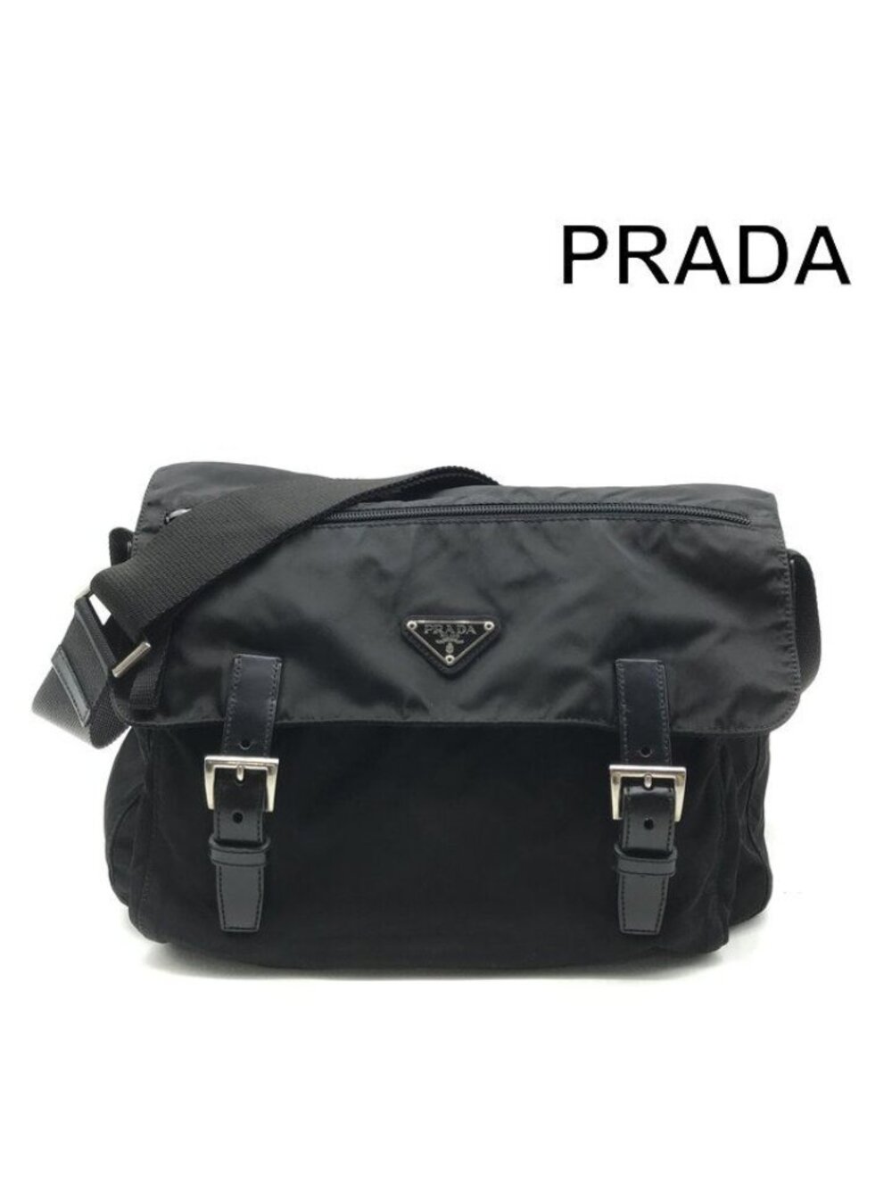 Prada Nylon Tessuto Messenger Shoulder Bag Black